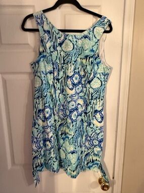 Lilly Pulitzer Aqua and Navy Floral Shift Dress